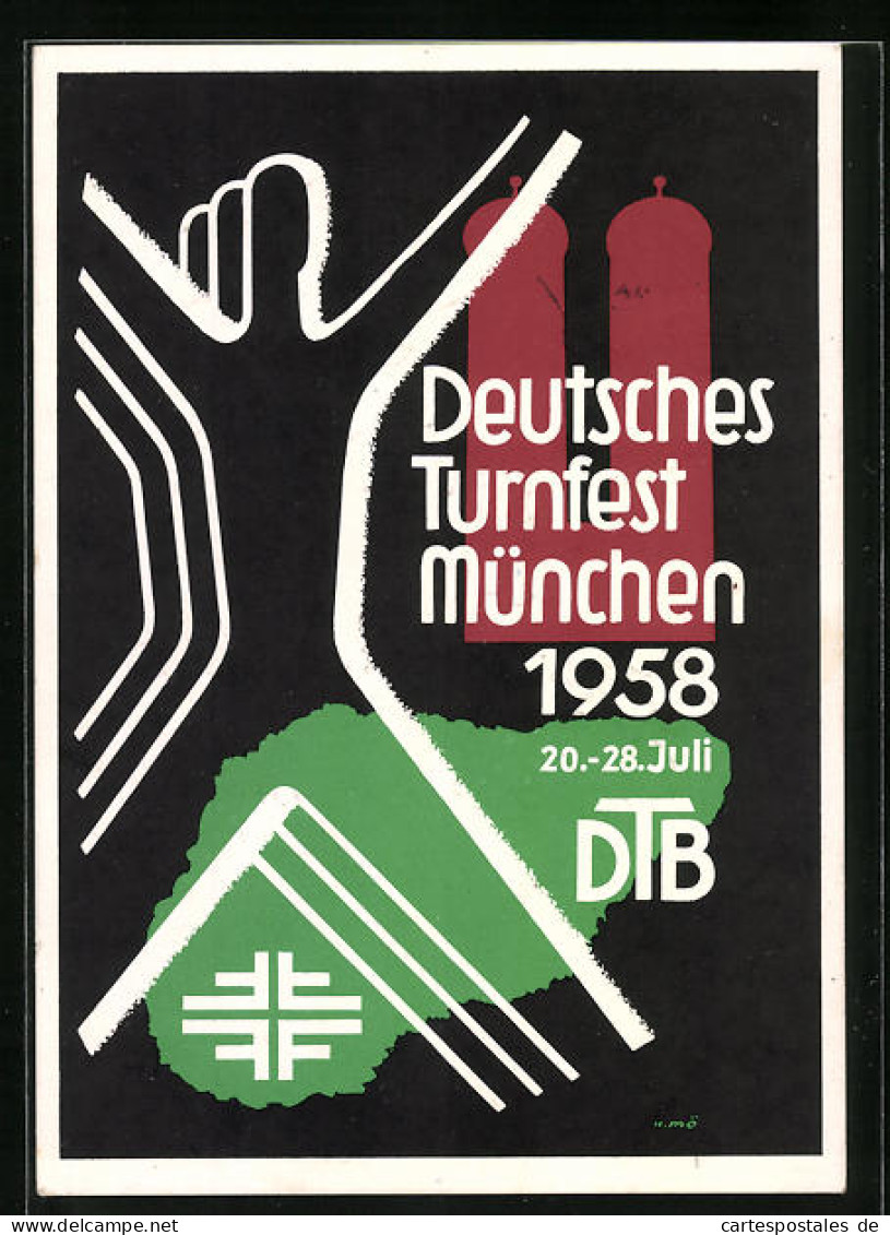 Künstler-AK München, Deutsches Turnfest 1958  - Sonstige & Ohne Zuordnung