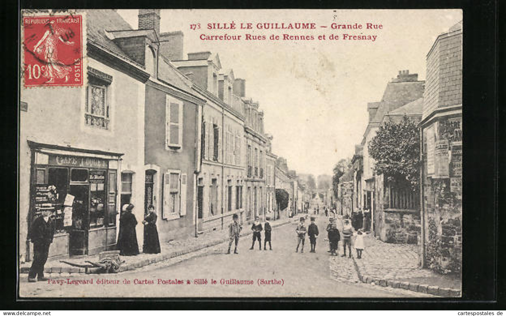 CPA Sillé Le Guillaume, Grande Rue, Carrefour Rues De Rennes Et De Fresnay  - Other & Unclassified