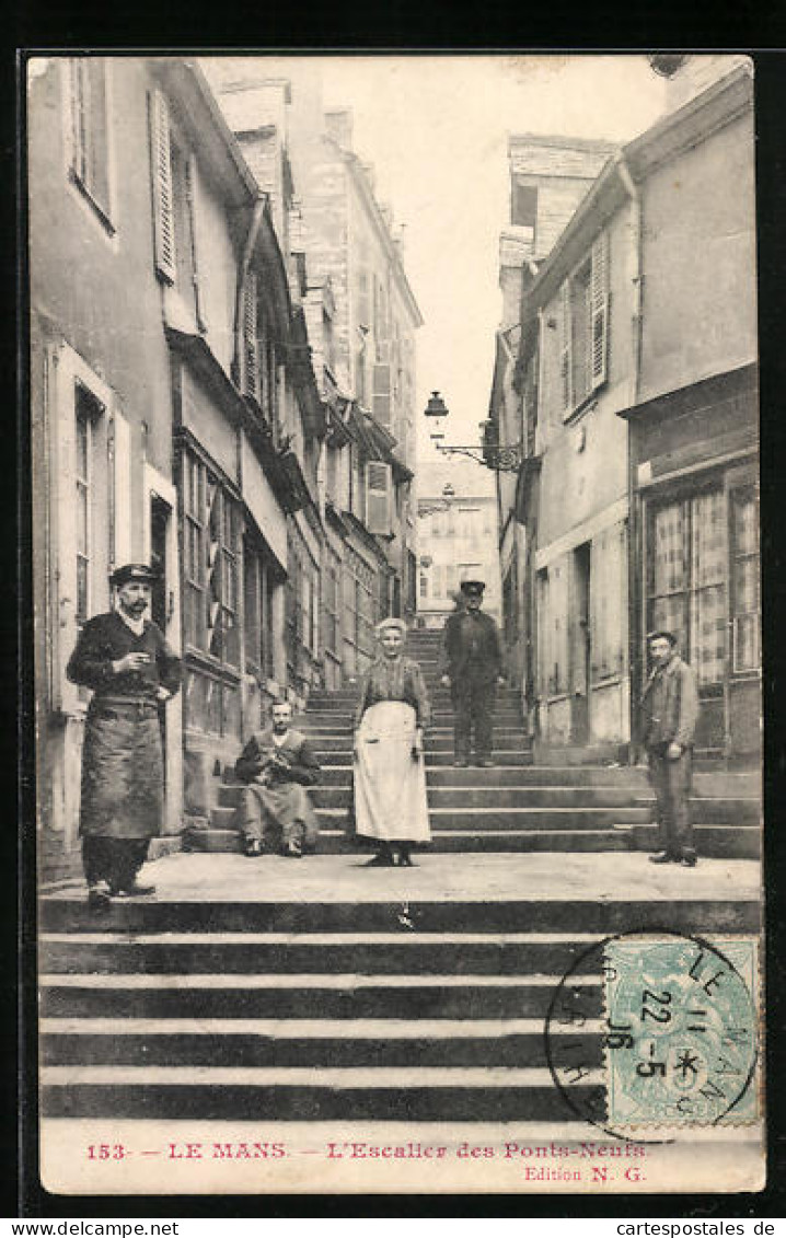 CPA Le Mans, L`Escalier Des Ponts-Neufs  - Le Mans