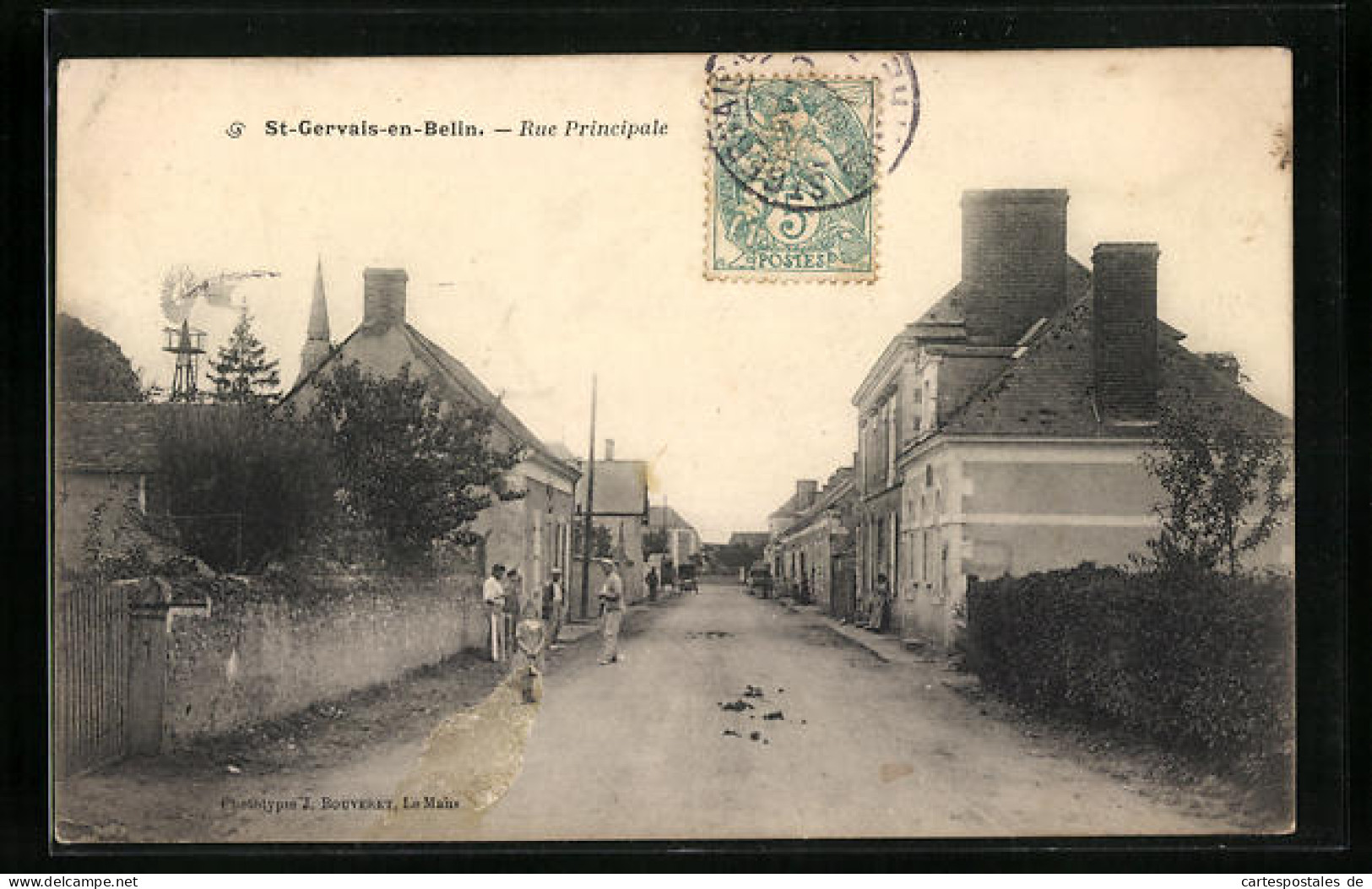 CPA St-Gervais-en-Belin, Rue Principale  - Autres & Non Classés