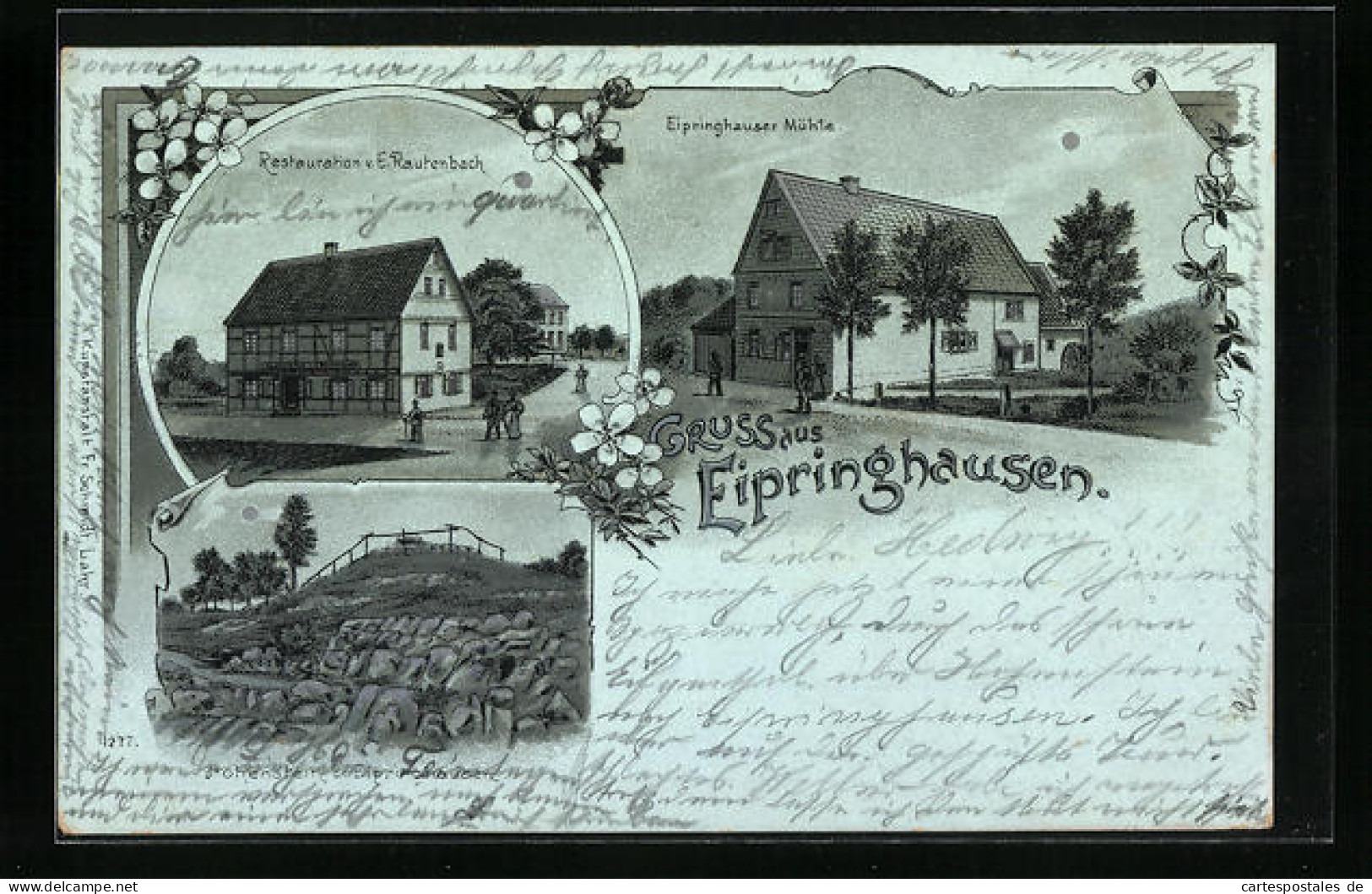 Mondschein-Lithographie Eipringhausen, Restaurant Von E. Rautenbach, Mühle  - Autres & Non Classés