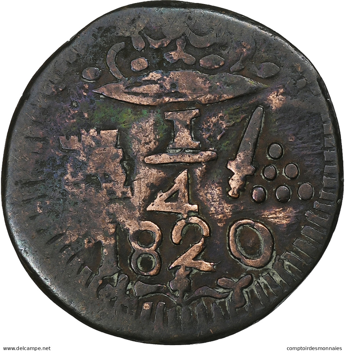 Colombie, 1/4 Réal, Siege Of Santa Marta, 1820, Santa Marta, Cuivre, TB+ - Colombia