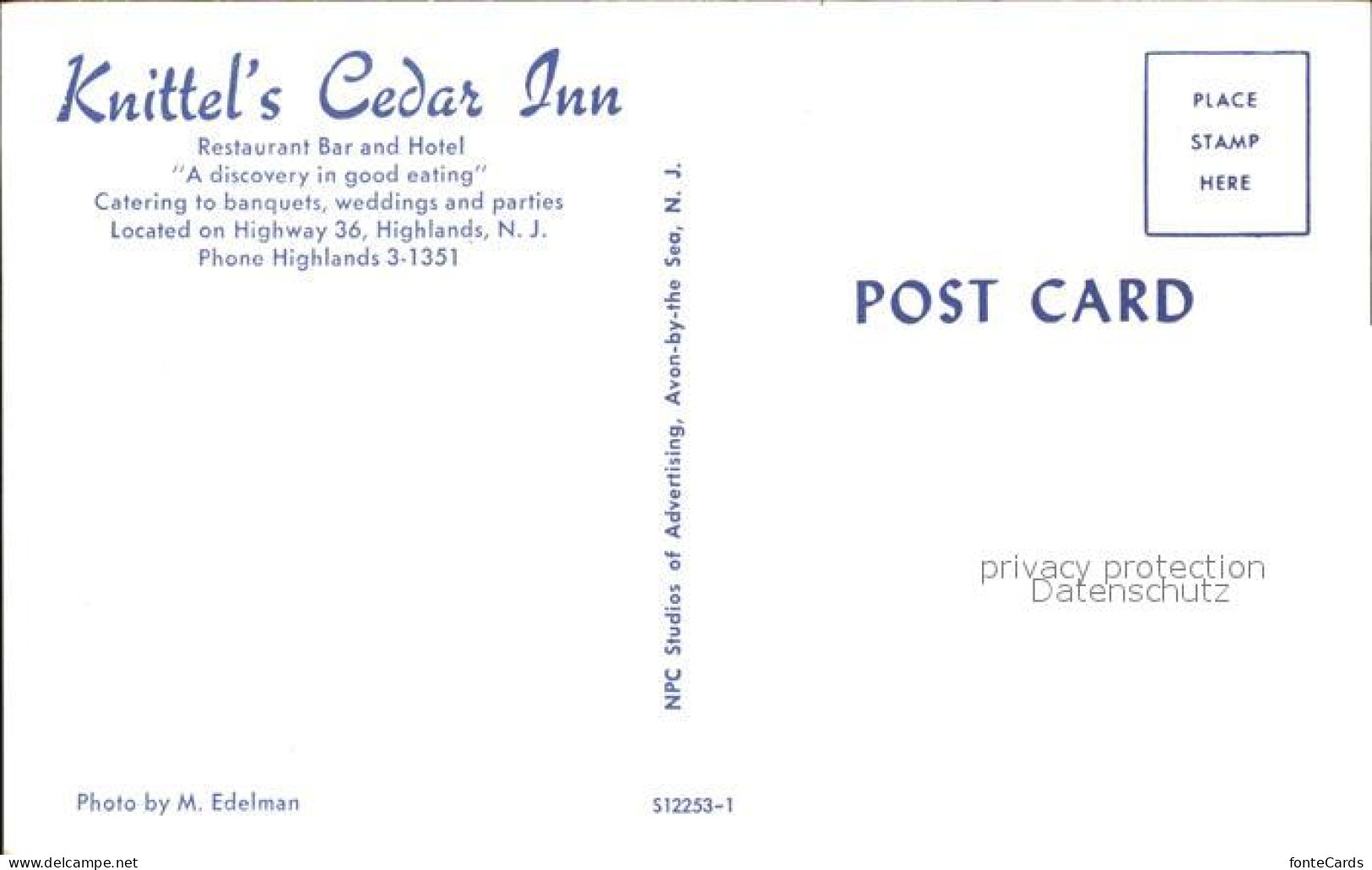 71859320 Highlands_New_Jersey Knittel Cedar Inn Restaurant Bar Hotel - Sonstige & Ohne Zuordnung