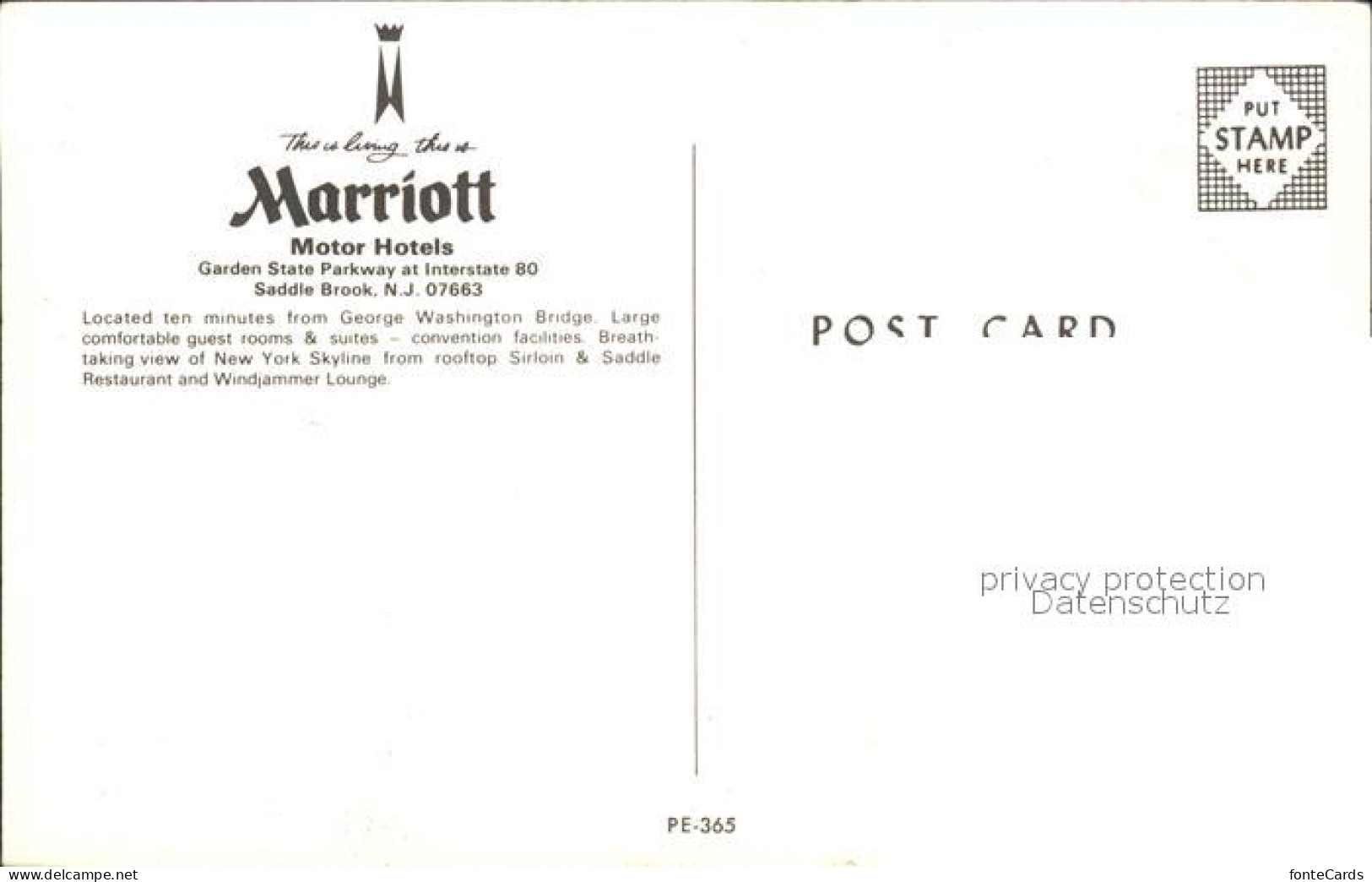 71859287 Saddle_Brook Mariott Motor Hotels Zeichnung - Other & Unclassified