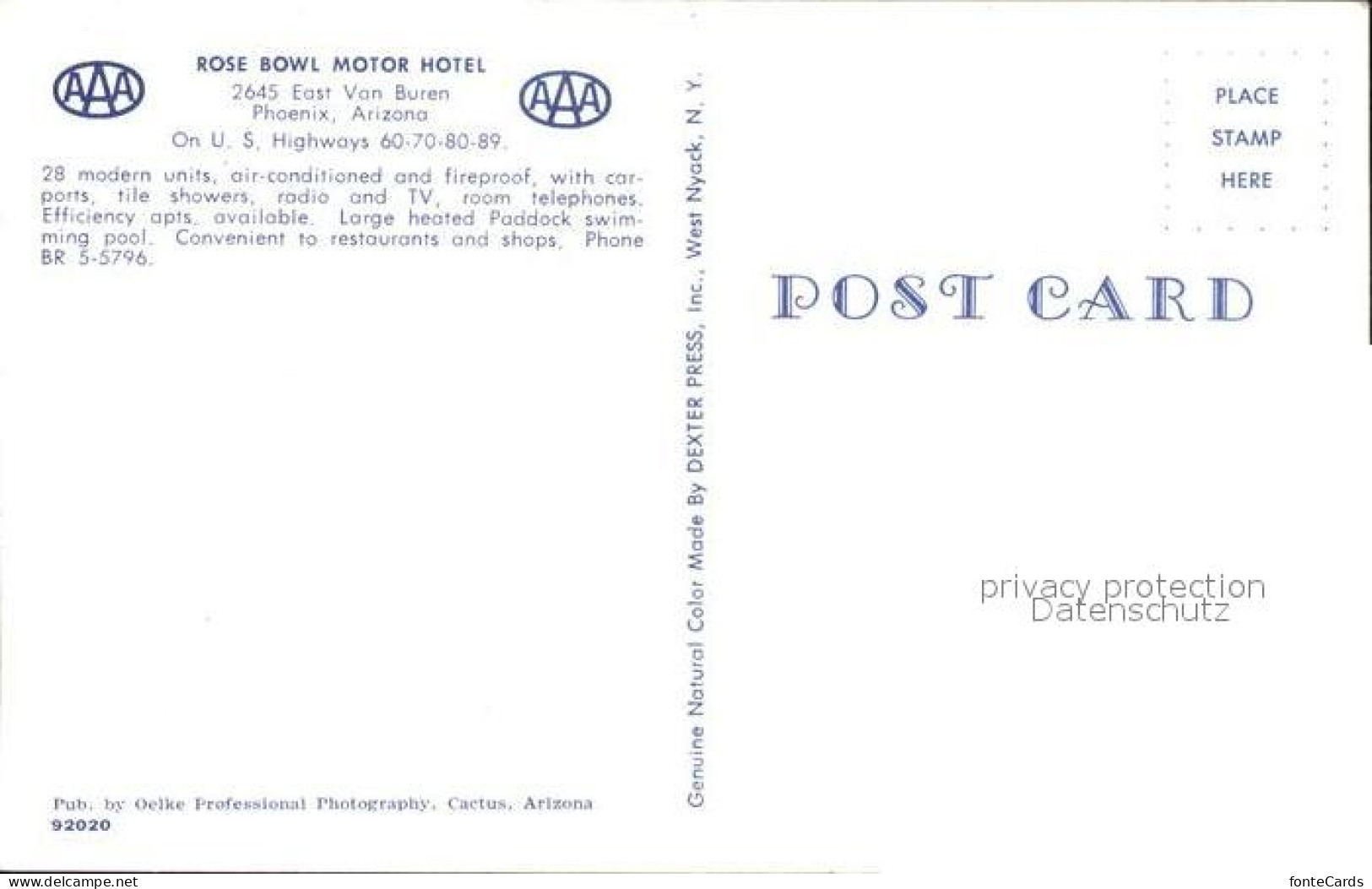 71859210 Phoenix Arizona Rose Bowl Motor Hotel Phoenix - Sonstige & Ohne Zuordnung