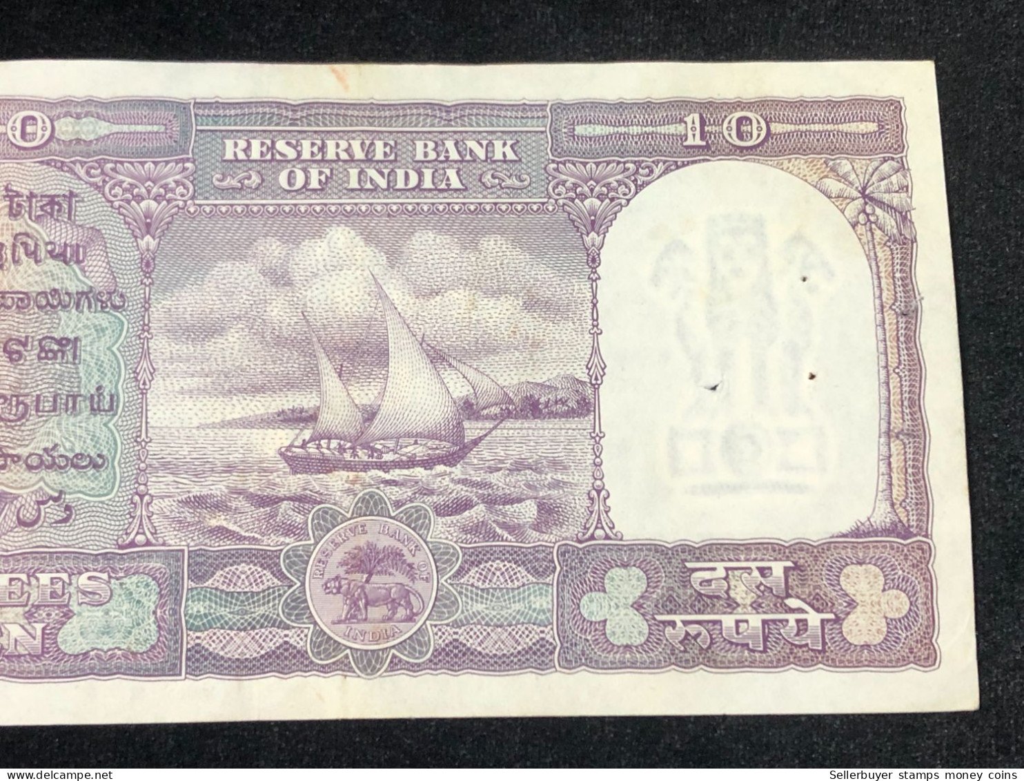 India, 10 Rupees, H.V.R.Iyengar Sign. 1957-62, Old Issue, P39, XF 1 pcs very rare -2832