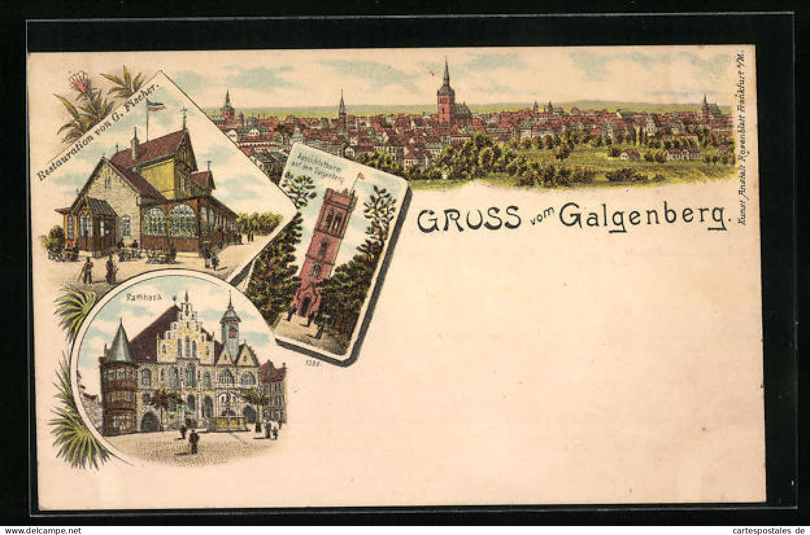 Lithographie Hildesheim, Rathaus Und Gasthaus Von G. Fischer  - Hildesheim