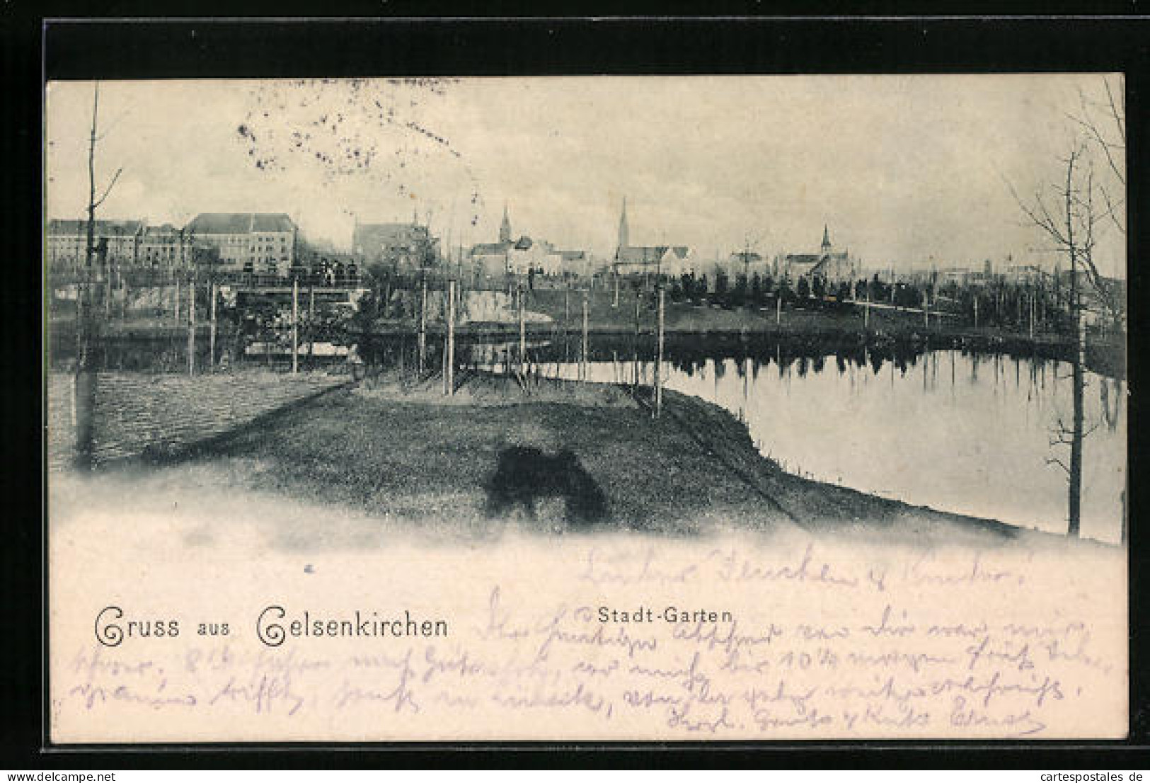 AK Gelsenkirchen, Stadt-Garten Mit Uferpartie  - Gelsenkirchen