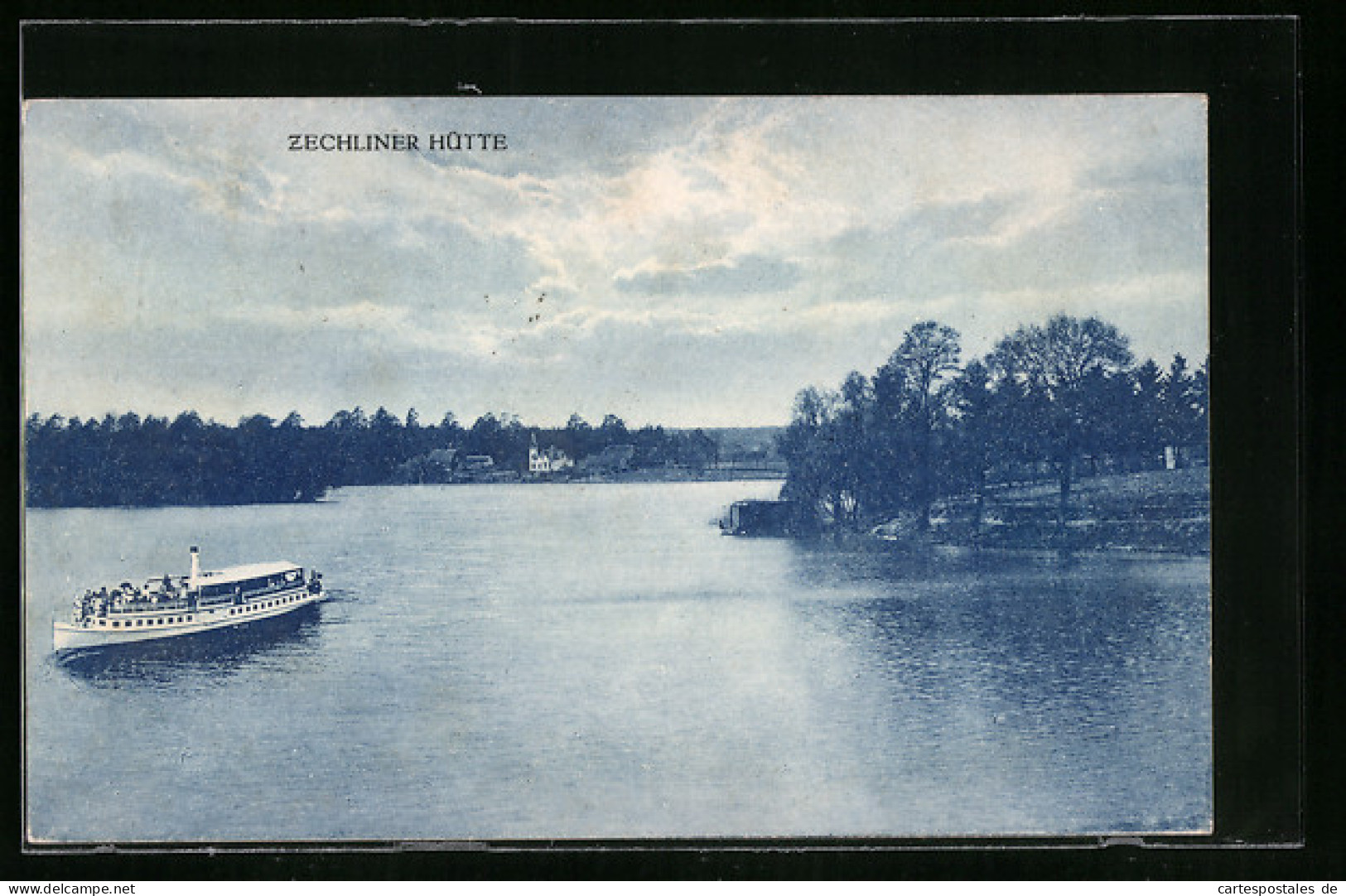 AK Zechliner Hütte, Ortsansicht Mit Dampfer Auf Dem See  - Zechlin