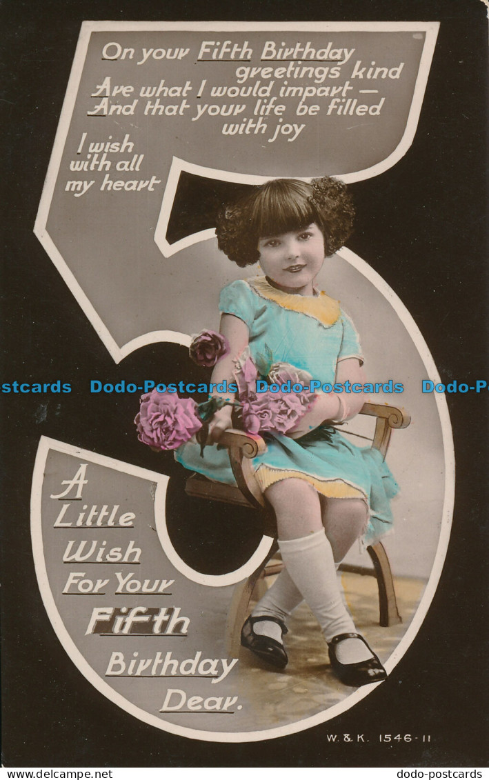 R101962 Greetings. A Little Wish For Your Fifth Birthday Dear. Little Girl. Wild - Mondo