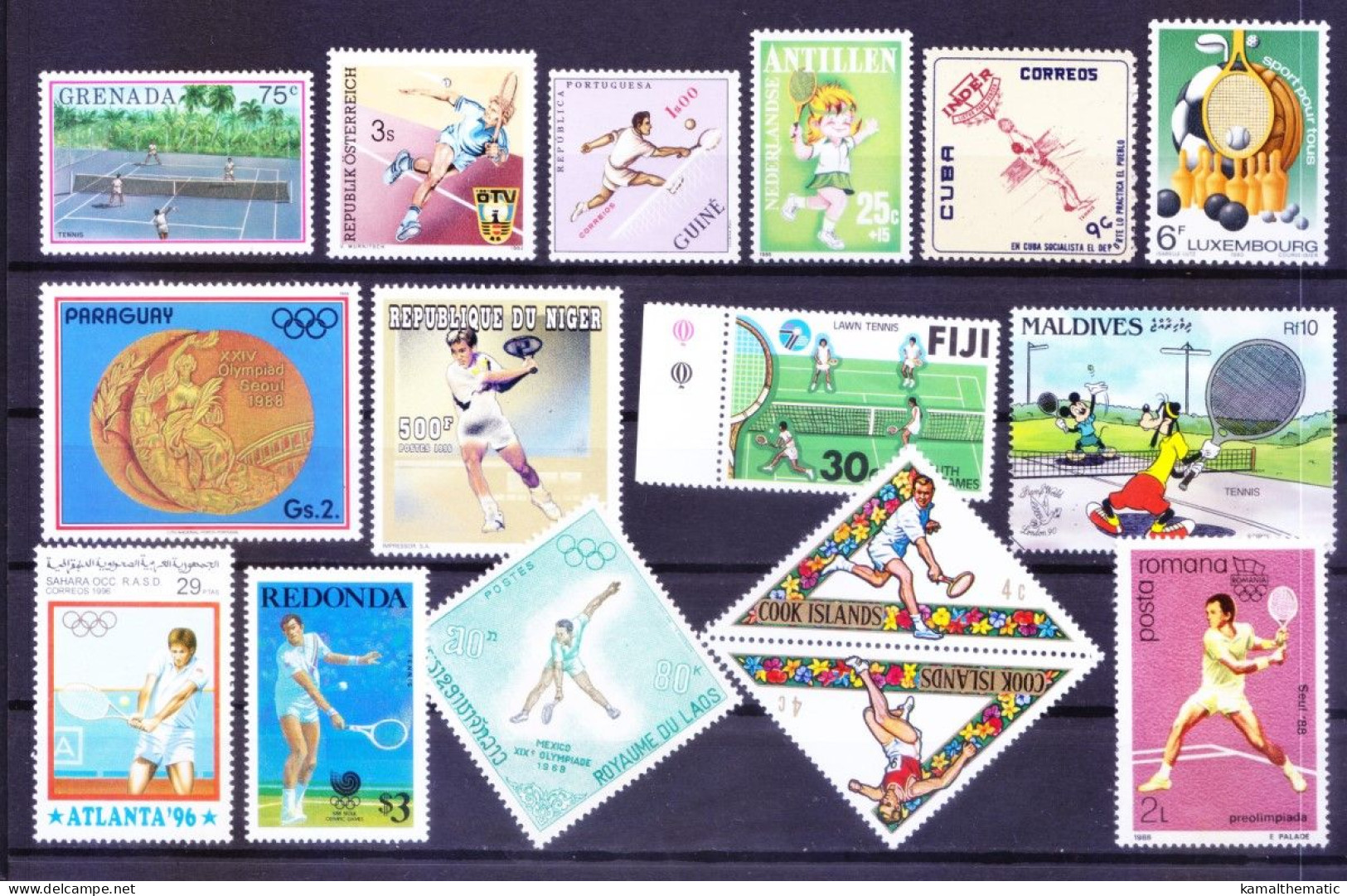 Sports - Tennis All Different 60 MNH Stamps Rare Collection, Lot - Tennis