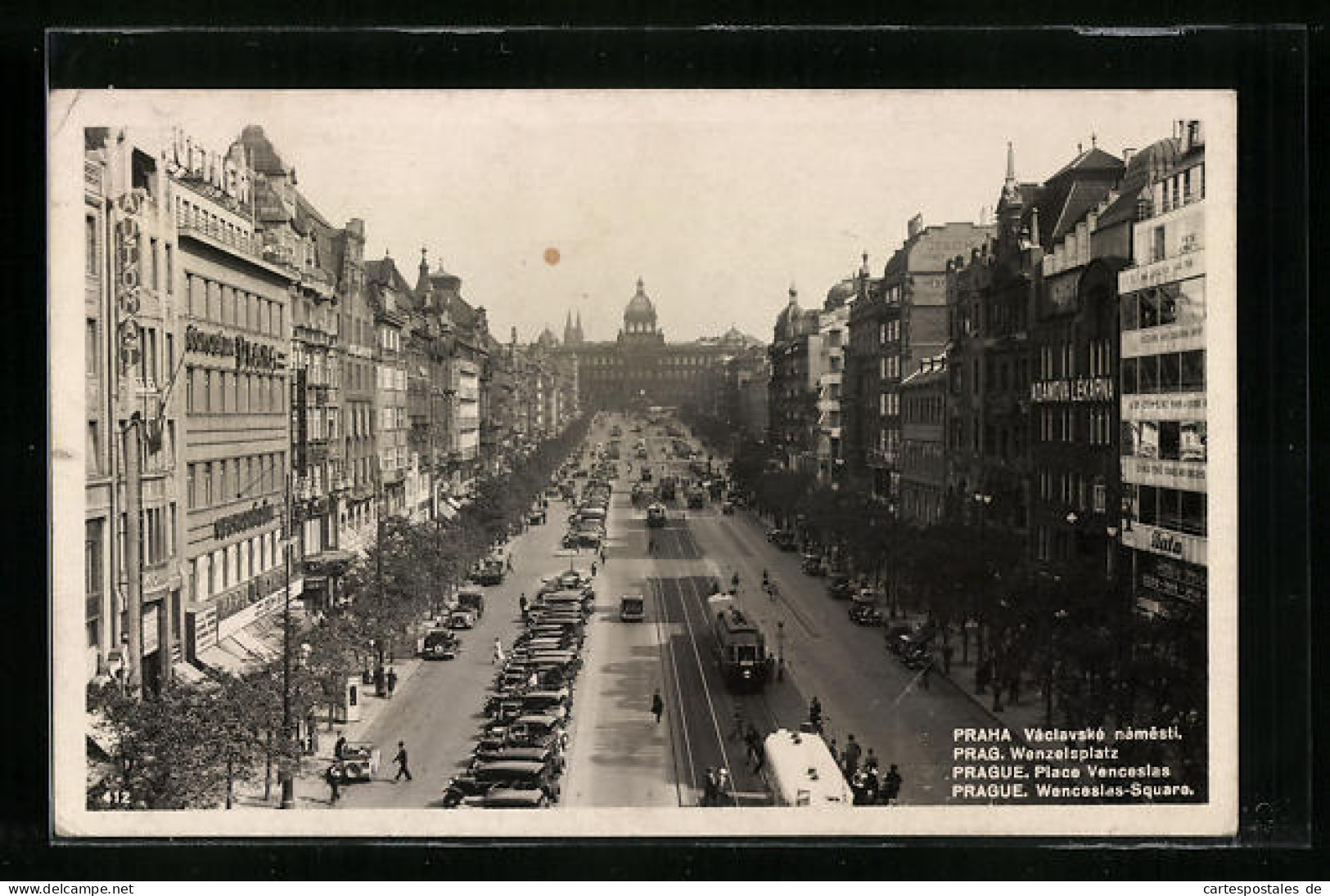 AK Prag, Wenzelsplatz Mit Strassenbahnen  - Tramways