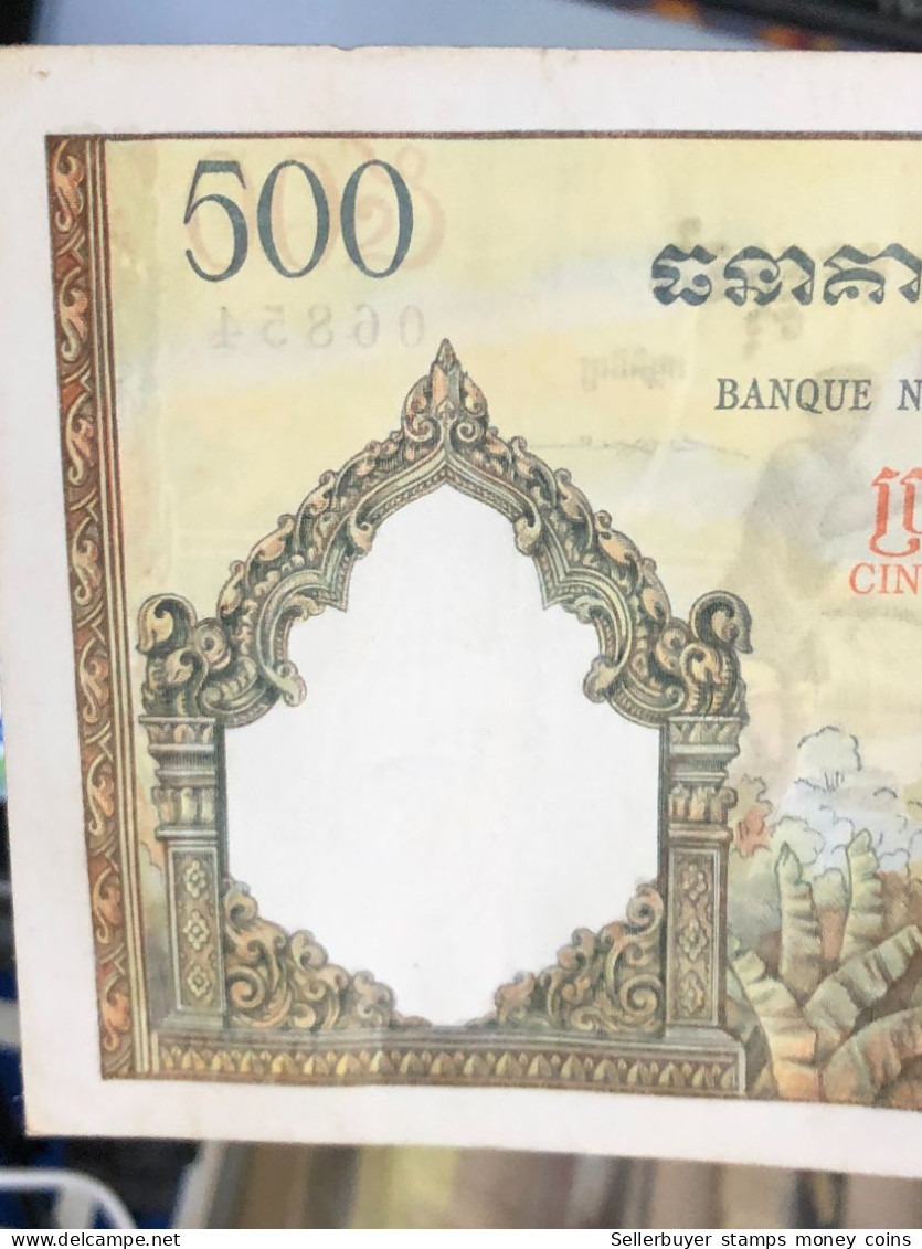 cambodia kingdom banknotes #16D-500 riels 1956-1 pcs aunc very rare-number-6854