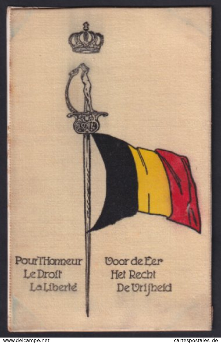 Seiden-AK Belgien, Degen Mit Nationalfahne  - Other & Unclassified