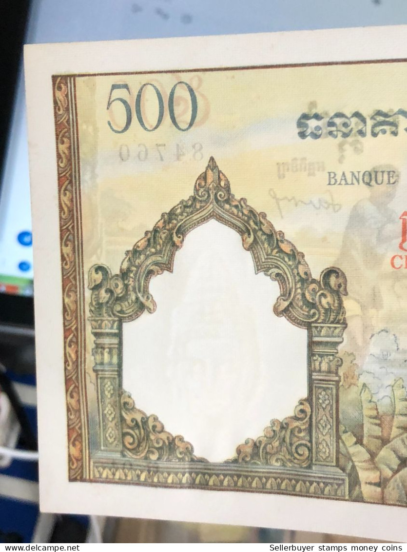 cambodia kingdom banknotes #16B-500 riels 1956-1 pcs aunc very rare-number-4760