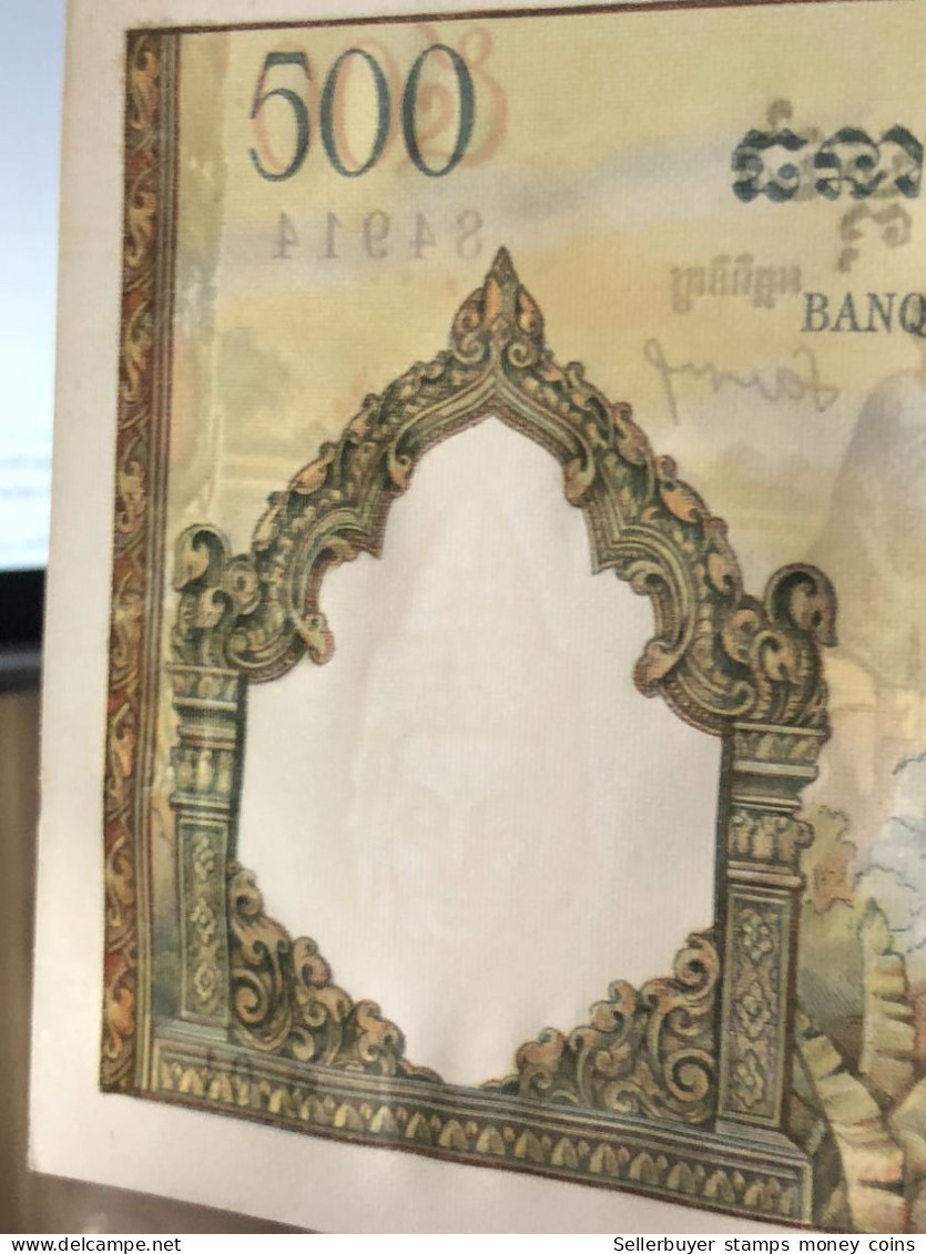 cambodia kingdom banknotes #16B-500 riels 1956-1 pcs aunc very rare-number-4914