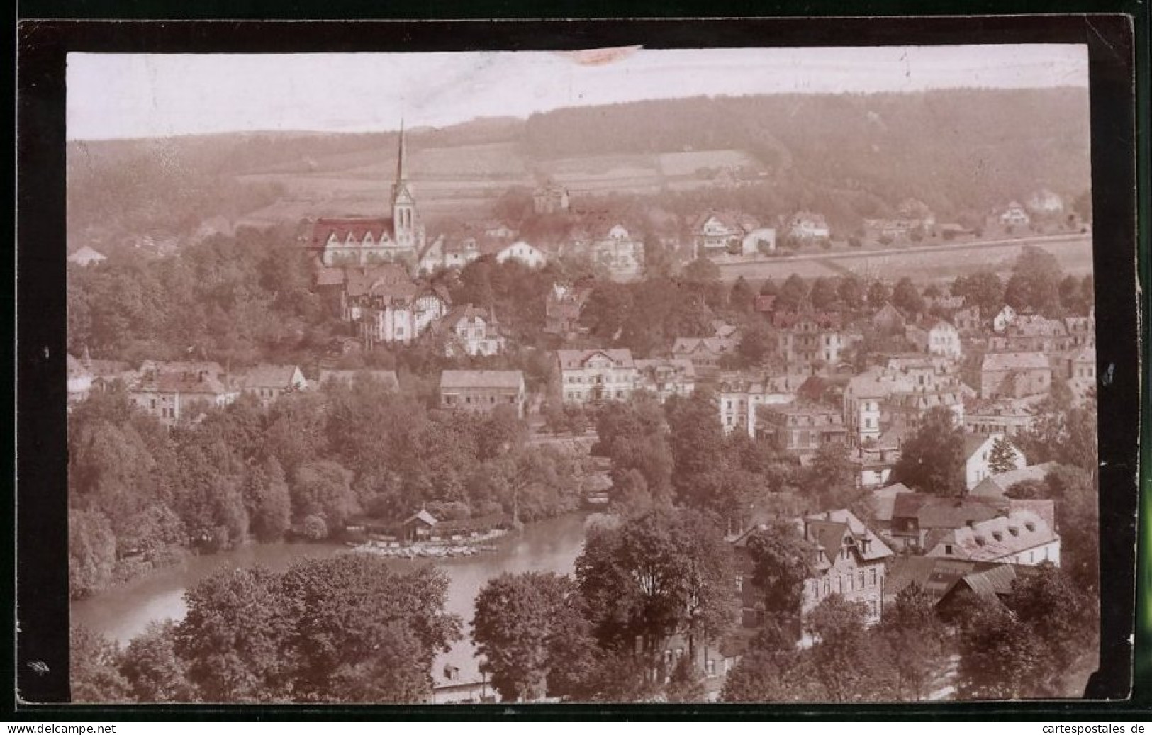 Fotografie Brück & Sohn Meissen, Ansicht Bad Elster, Blick Auf Die Stadt Mit Kirche, Spiegelverkehrt  - Lugares