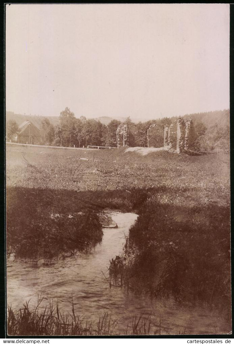 Fotografie Brück & Sohn Meissen, Ansicht Schwarzenberg I. Erzg., Blick Auf Die Ruine Der Dudelskirche  - Lieux