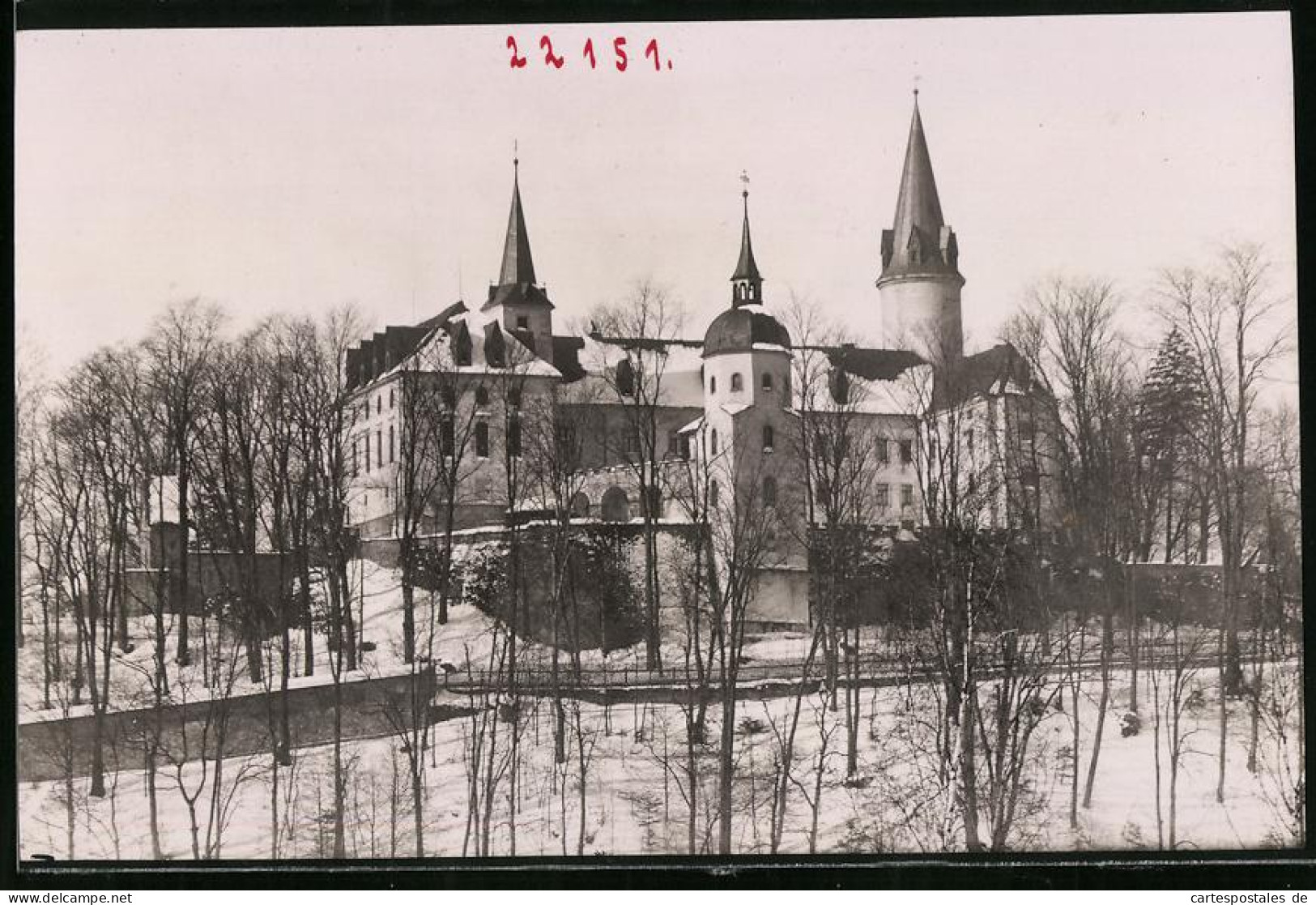 Fotografie Brück & Sohn Meissen, Ansicht Neuhausen I. Sa., Blick Auf Das Schloss Im Winter  - Lieux