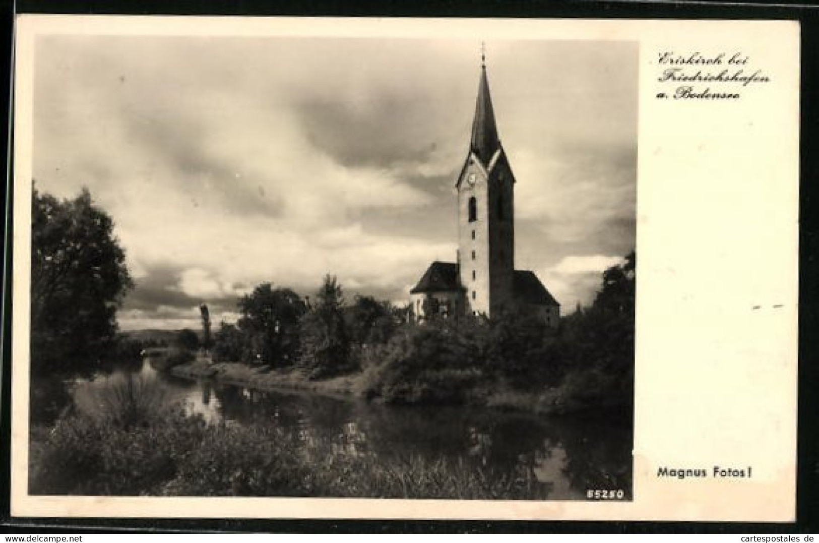 AK Eriskirch B.Friedrichshafen /Bodensee, Flusspartie Mit Kirche  - Friedrichshafen