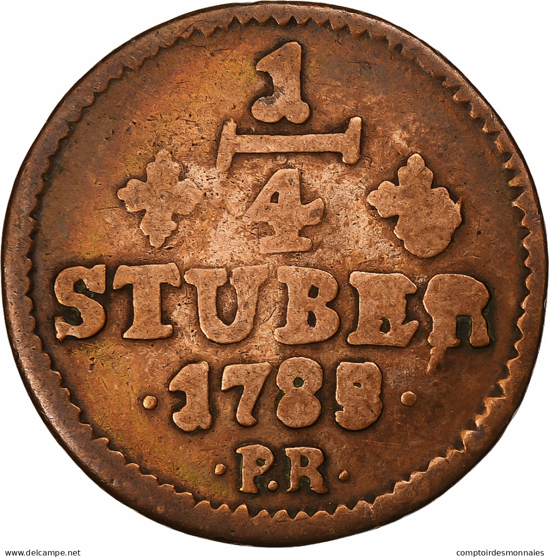 Etats Allemands, BERG, Karl Theodor, 1/4 Stüber, 1785, Cuivre, TB - Groschen & Andere Kleinmünzen