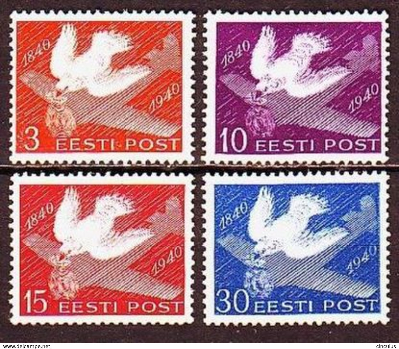 1940. Estonia. Postage Stamp Centenary. MNH. Mi. Nr. 160-63. - Estonie