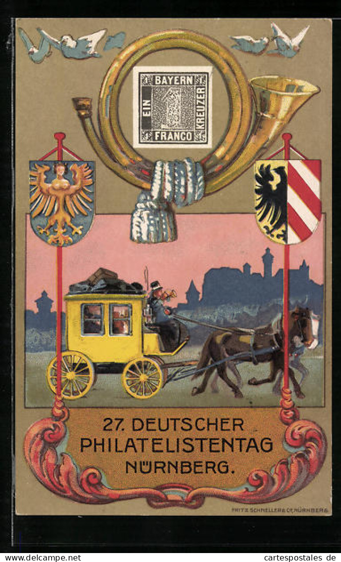 Künstler-AK Nürnberg, 27. Deutscher Philatelisten-Tag 22.-25.07.1921, Ganzsache  - Stamps (pictures)