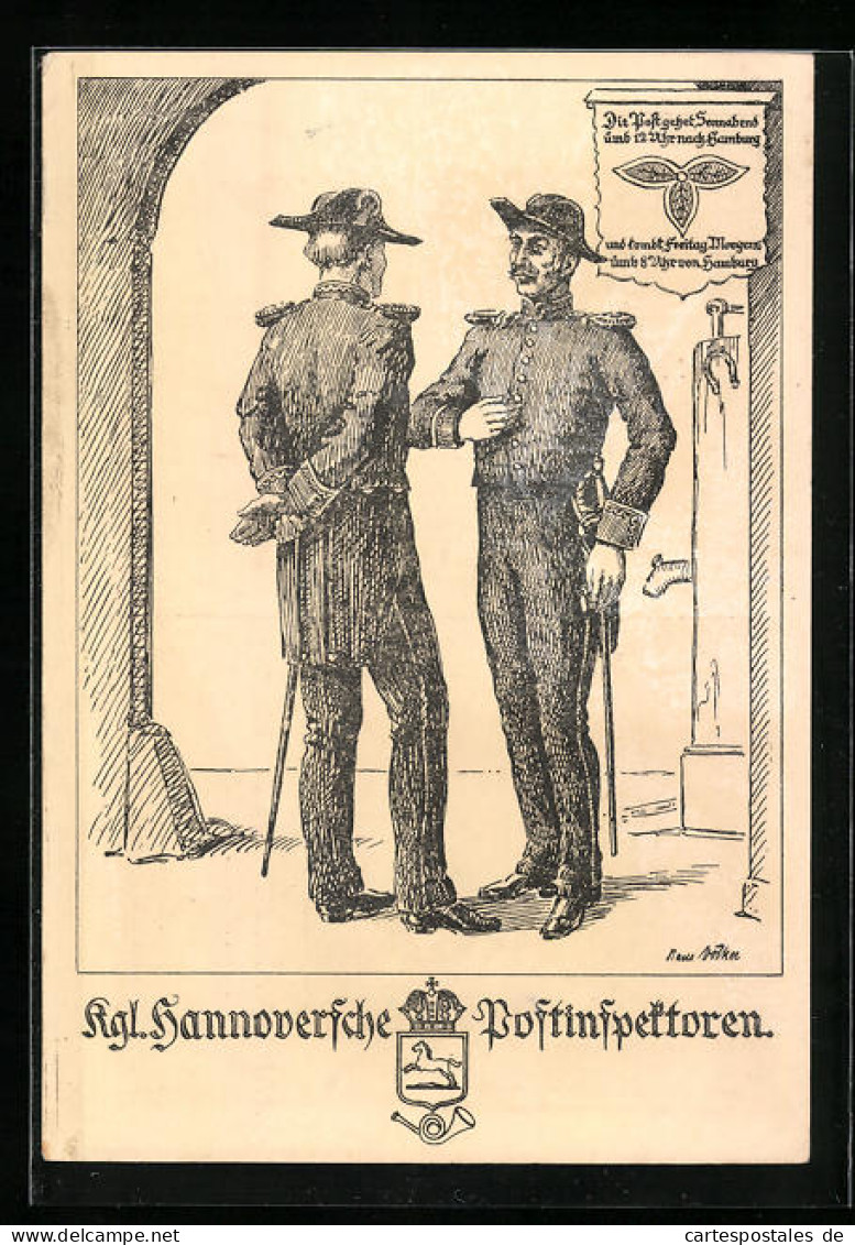 AK Hannover, Briefmarken-Ausstellung 1938, Kgl. Hannoversche Postinspektoren, Ganzsache  - Timbres (représentations)