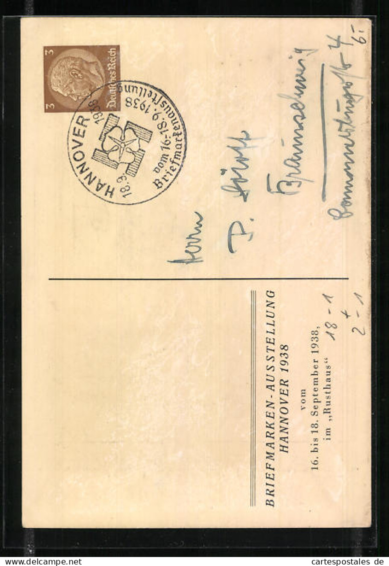 AK Hannover, Briefmarken-Ausstellung 1938, Kgl. Hannoversche Postinspektoren, Ganzsache  - Timbres (représentations)