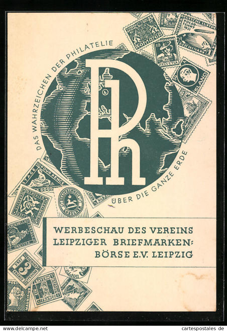 AK Leipzig, Briefmarken-Werbeschau Des Vereins Leipziger Briefmarken-Börse 1933, Ganzsache  - Briefmarken (Abbildungen)