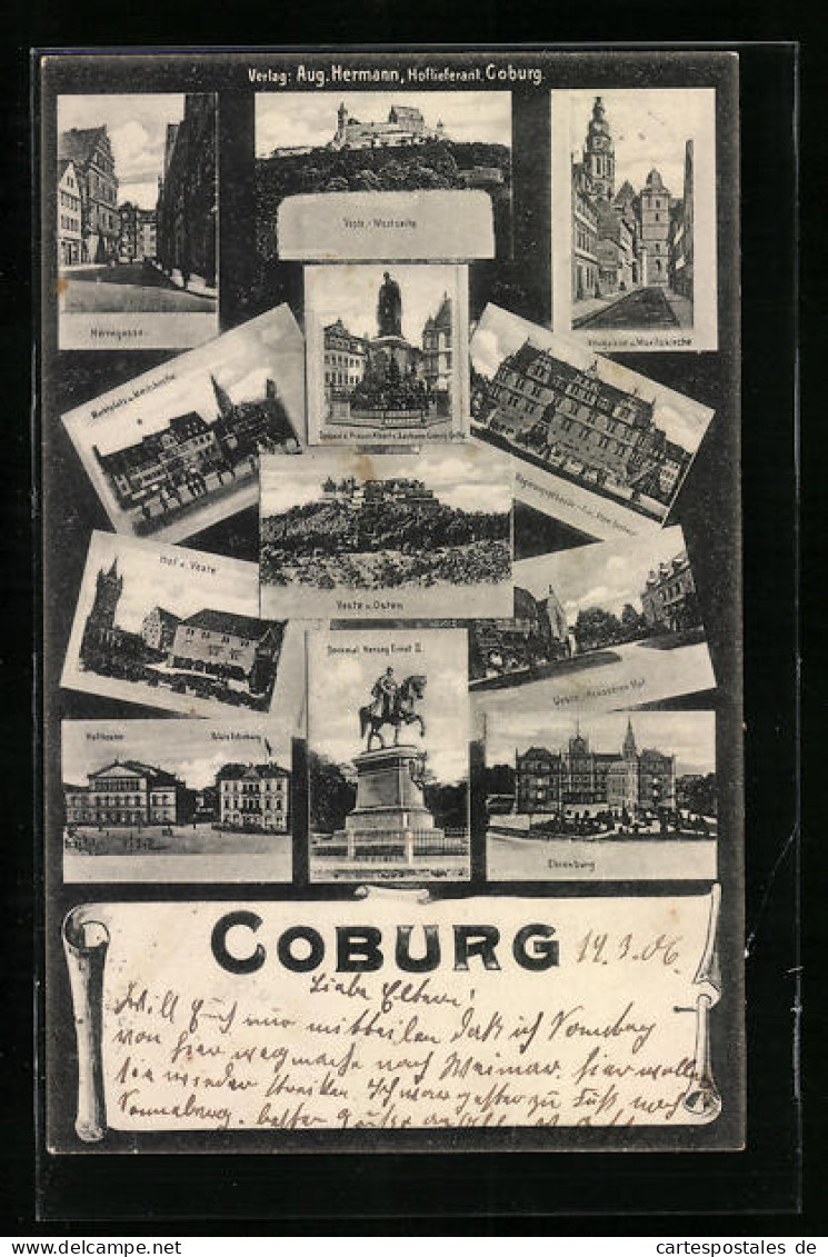 AK Coburg, Veste, Regierungsgebäude Und Prinz Albert Denkmal  - Coburg