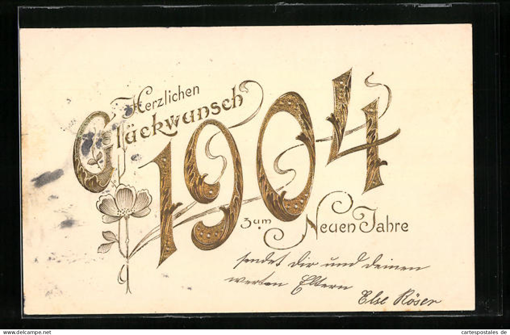 Präge-AK Glückwünsche Zum Neuen Jahre 1904 In Goldener Schrift  - Autres & Non Classés