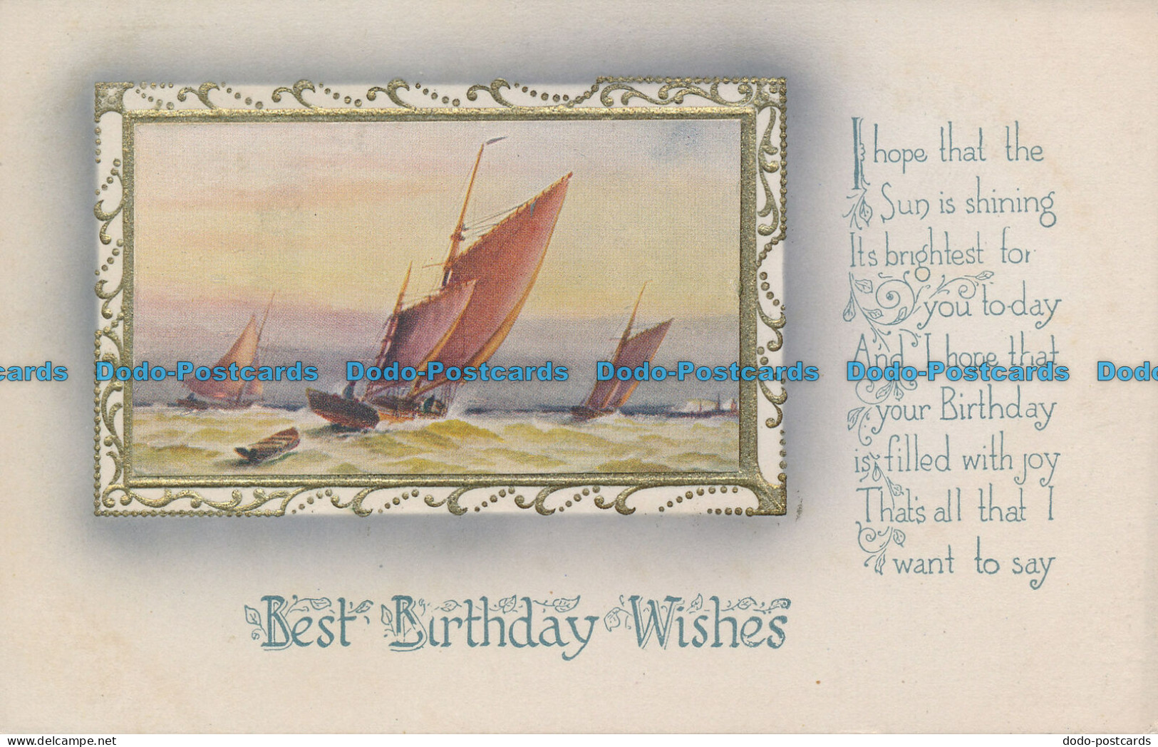 R102687 Greetings. Best Birthday Wishes. Sailing Boats. W. And K. London. No 365 - Altri & Non Classificati