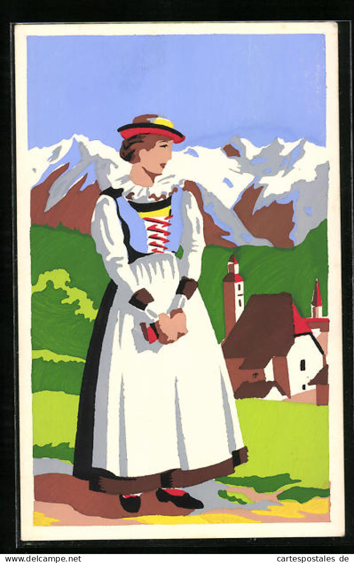 Künstler-AK Mädchen Beim Kirchgang In Tiroler Tracht  - Non Classés