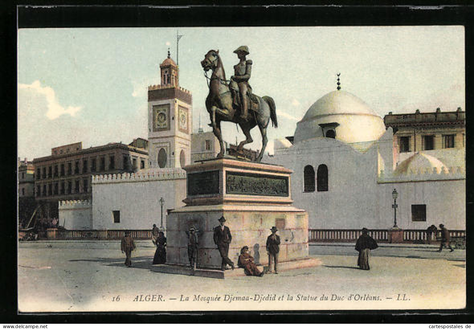 CPA Alger, La Mosquèe Djemaa-Djedid Et La Statue Du Duc D`Orlèans  - Algiers