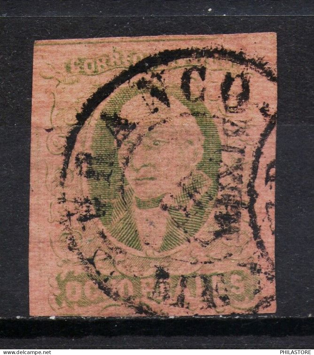 Mexico Scott #12  8 Reales Green On Red Brown District Mexico, Used CV: $240.00 Usd - Mexique