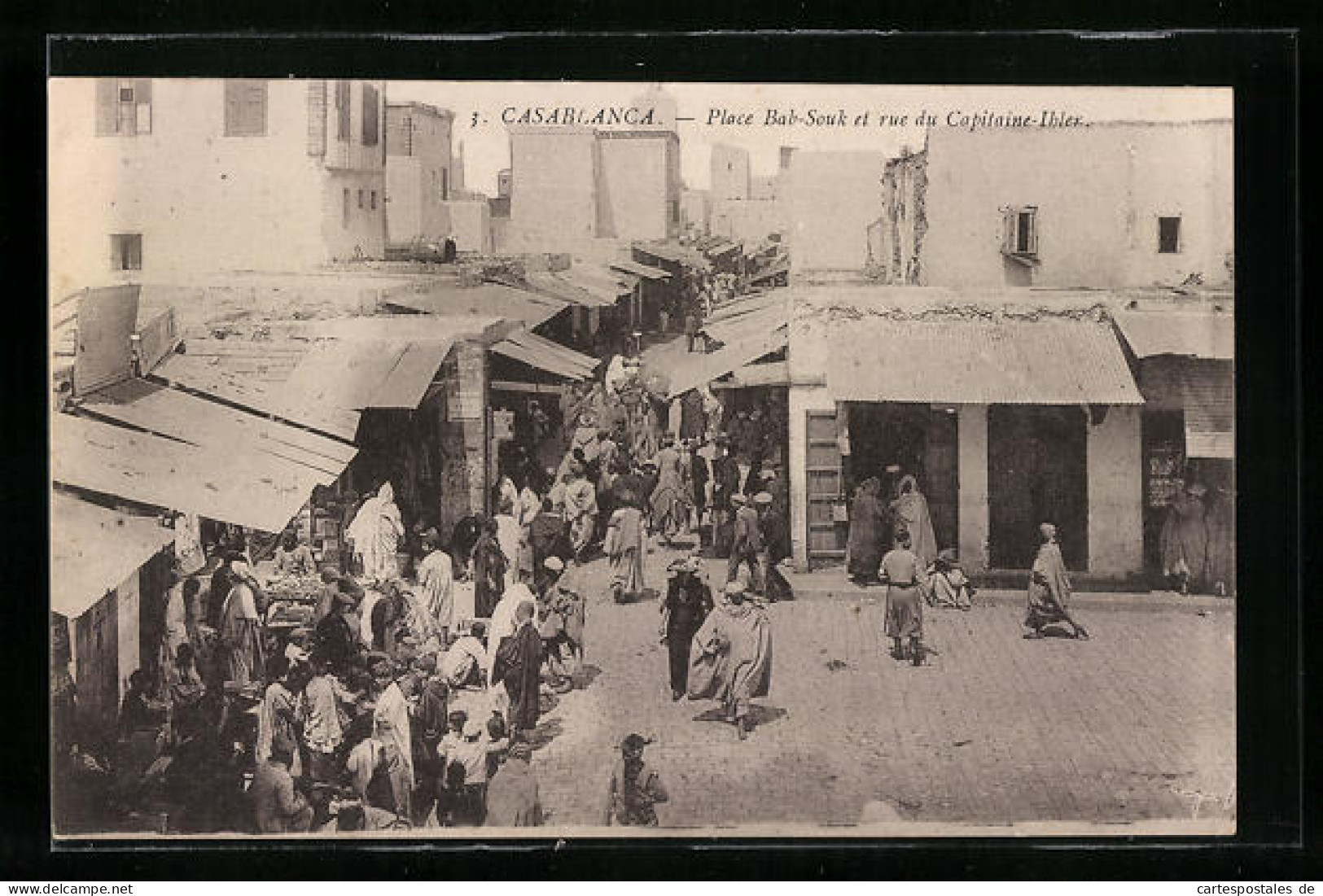 CPA Casablanca, Place Bab-Souk Et Rue Du Capitaine-Ihler  - Casablanca