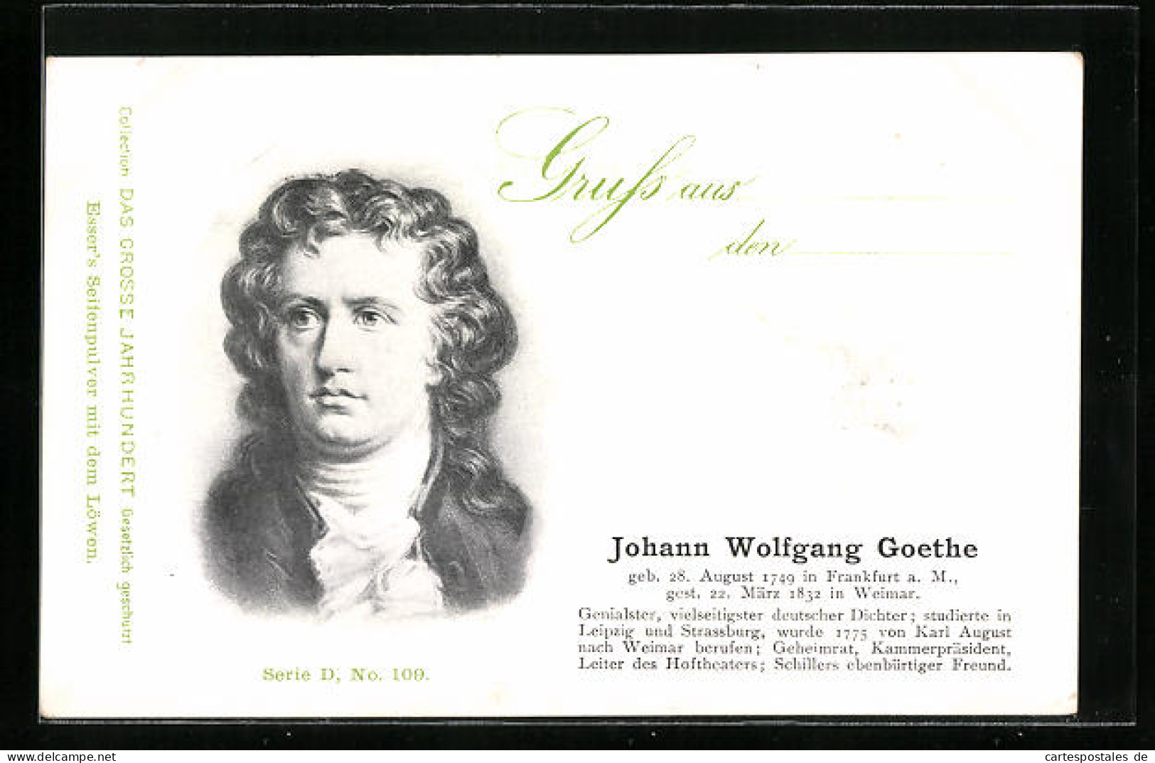 AK Dichter Johann Wolfgang Von Goethe, Genialster Und Vielseitigster Deutscher Dichter  - Ecrivains