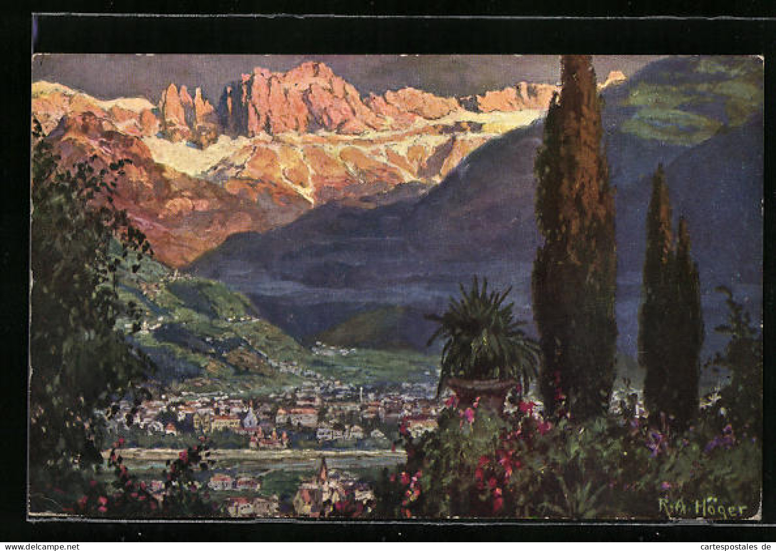 Artista-Cartolina Rudolf Alfred Höger: Bolzano, Bolzano Col Catinaccio, Dolomiti  - Bolzano (Bozen)