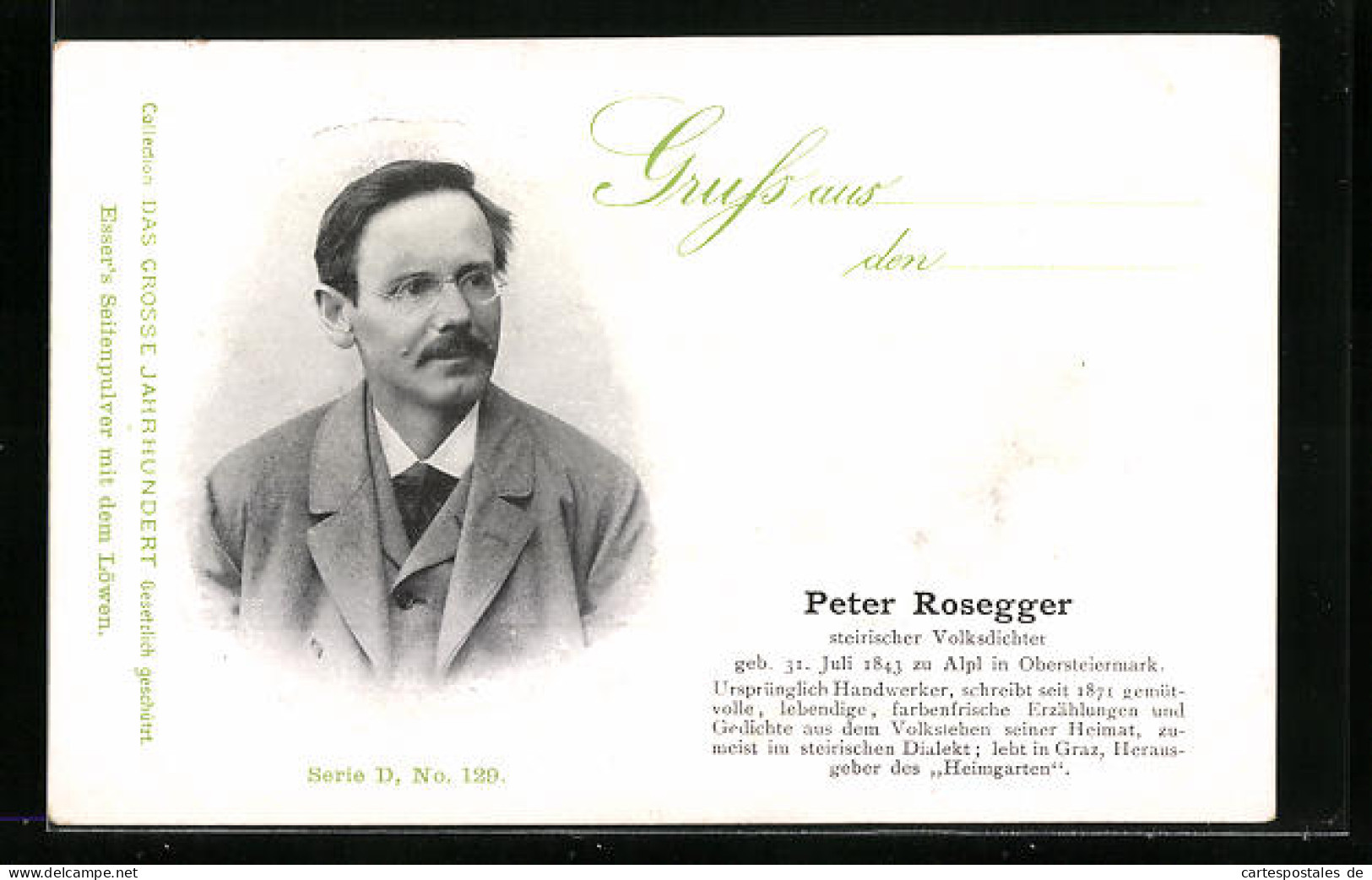 AK Peter Rosegger, Steirischer Volksdichter  - Escritores