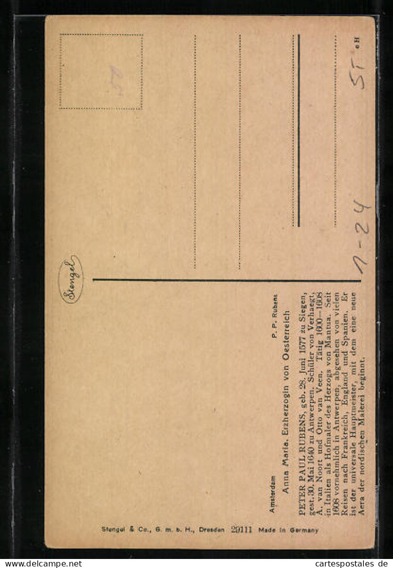 Künstler-AK Anna Maria, Erzherzogin Von Österreich Nach Rubens  - Königshäuser