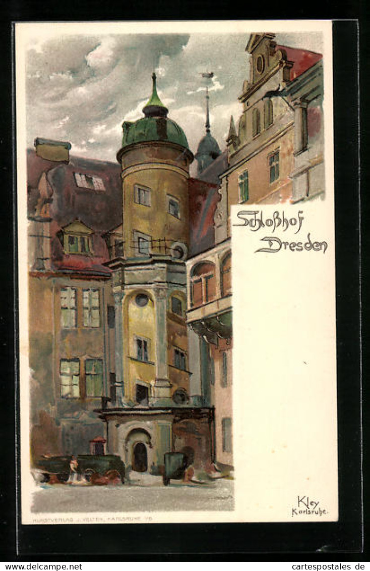 Künstler-AK Heinrich Kley: Dresden, Motiv Im Schlosshof  - Kley