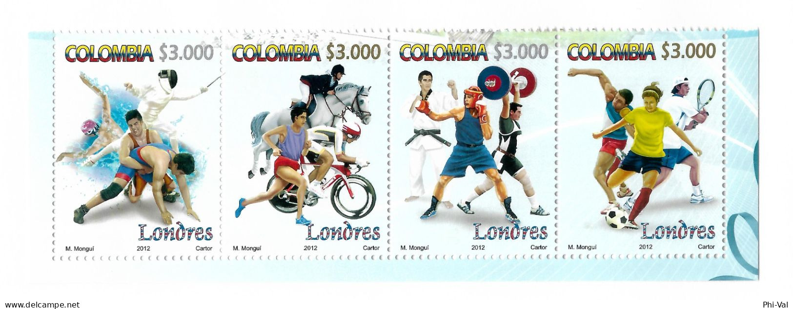 (LOT385) Colombia Strip Of 4 Stamps, London Games 2012. XF MNH - Colombie