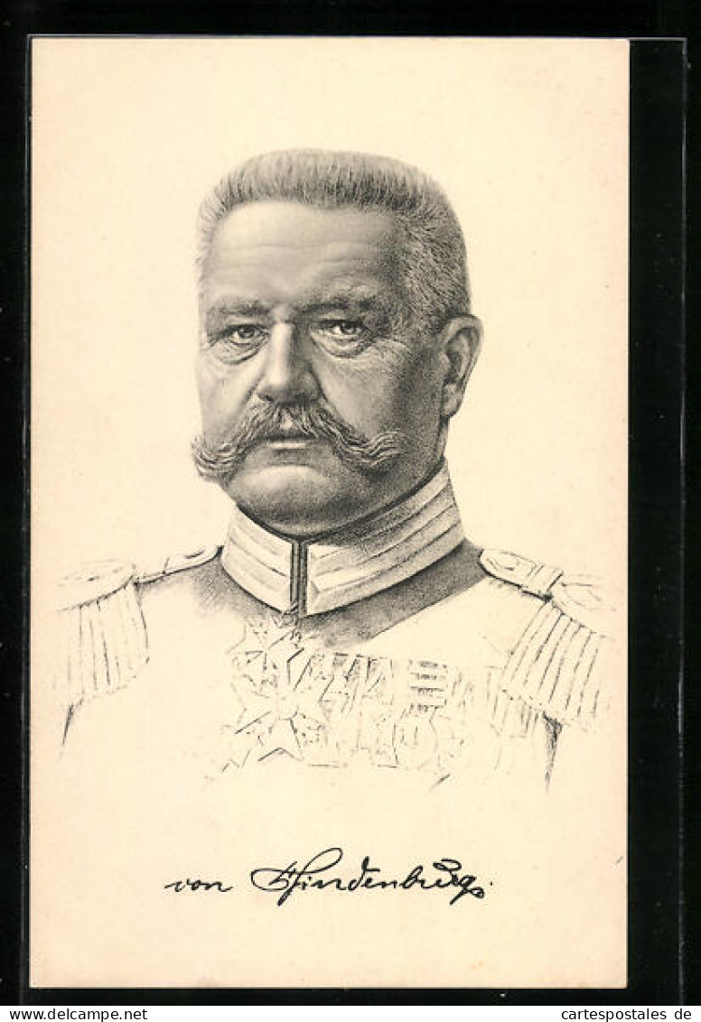 Künstler-AK Generalfeldmarschall Paul Von Hindenburg In Galauniform  - Historische Persönlichkeiten