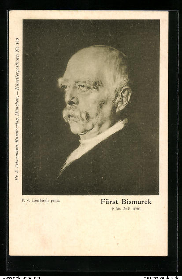 Künstler-AK F. V. Lenbach: Fürst Bismarck, Profilportrait  - Historische Persönlichkeiten