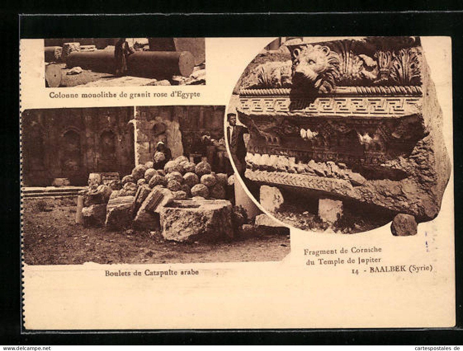 AK Baalbek, Fragment De Corniche Du Temple De Jupiter, Colonne Monolithe De Granit Rose D`Egypte  - Liban