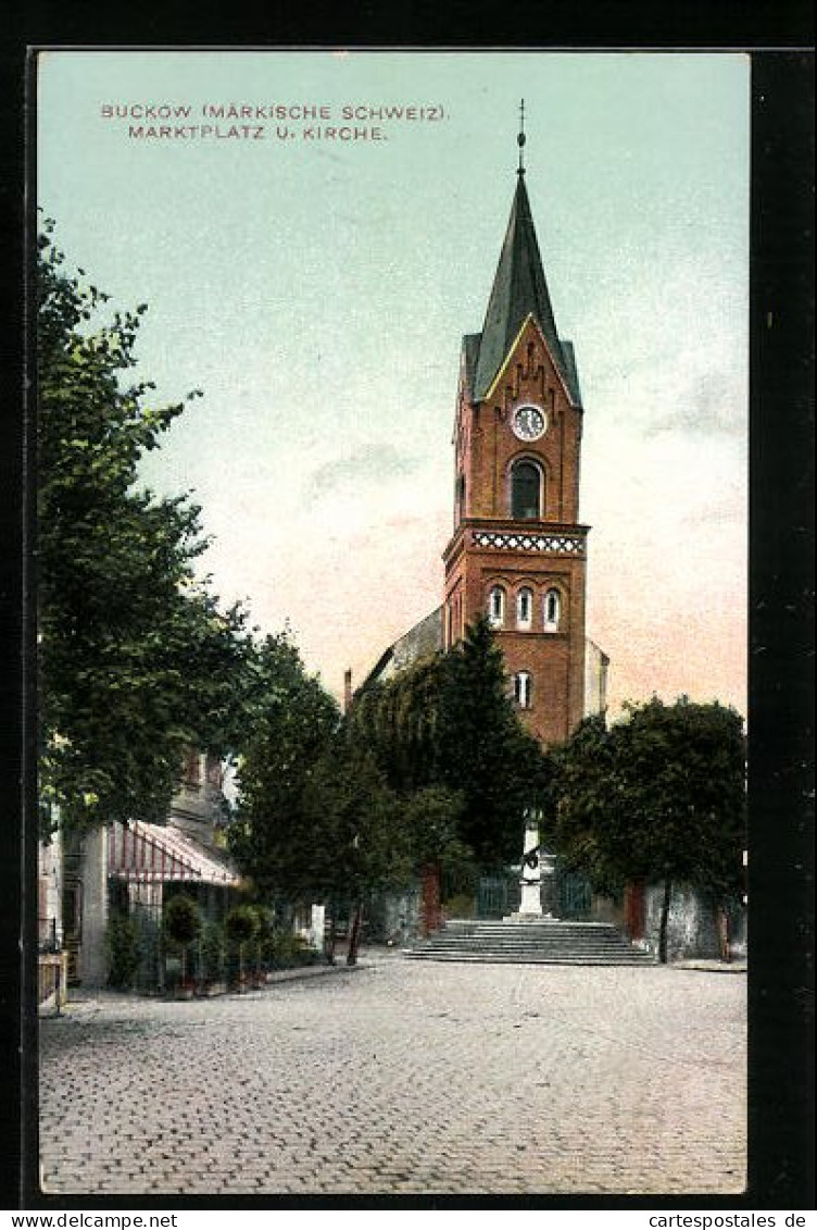 AK Buckow I. Märk. Schweiz, Marktplatz Und Kirche  - Buckow