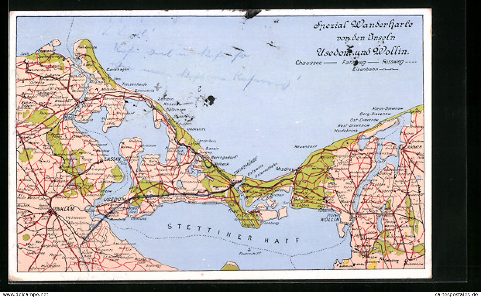 AK Anklam, Landkarte Mit Stettiner Haff, Wanderkarte Von Usedom Und Wollin  - Cartes Géographiques