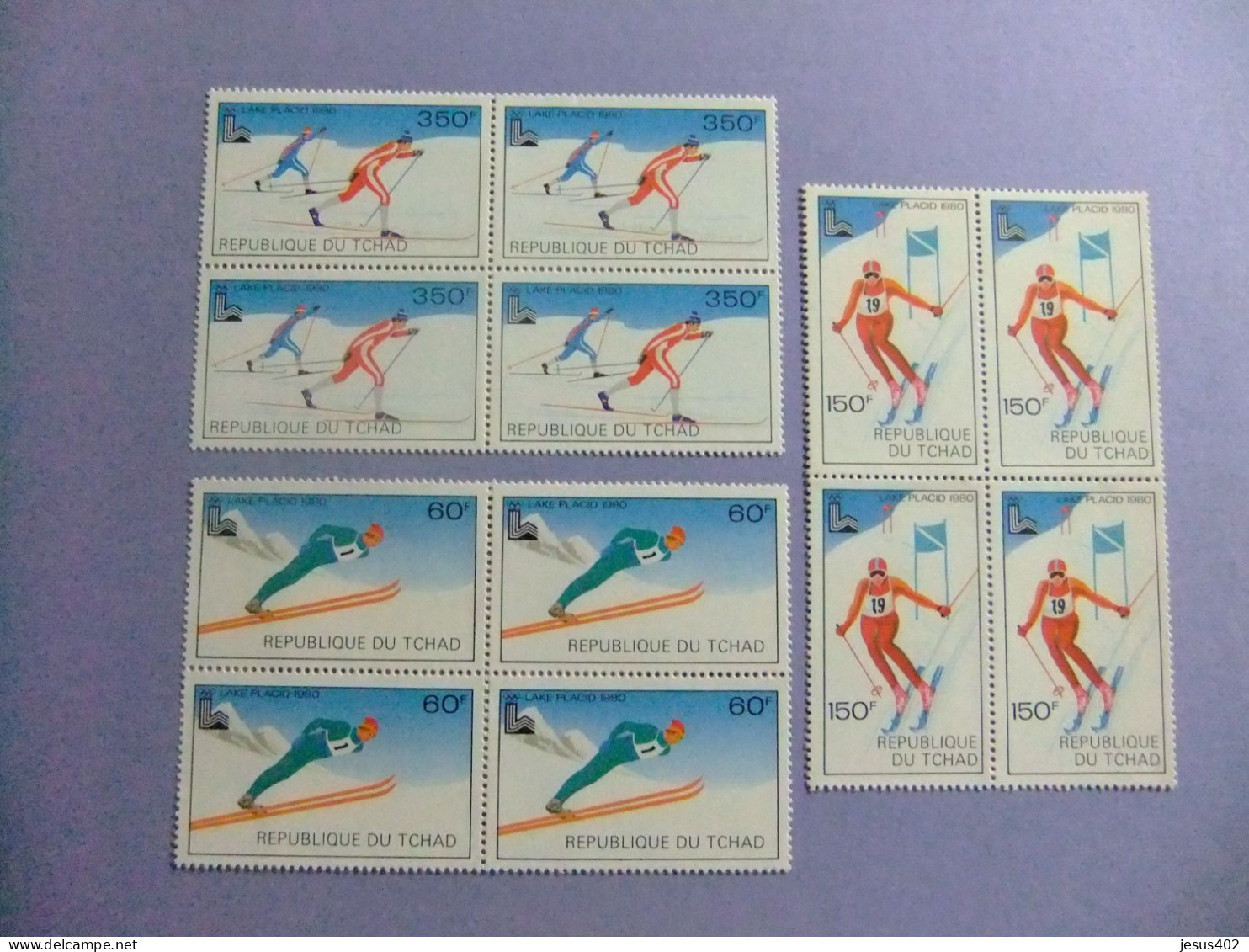 55 REPUBLIQUE TCHAD - CHAD 1979 / JUEGOS OLIMPICOS INVIERNO LAKE PLACID / YVERT 4 X (373+374+375) MNH - Hiver 1980: Lake Placid