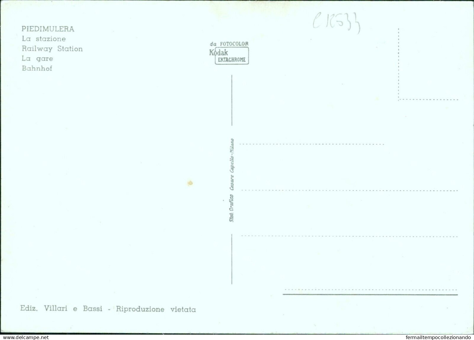 Cr533 Cartolina Piedimulera La Stazione Provincia Di Verbania Piemonte - Biella